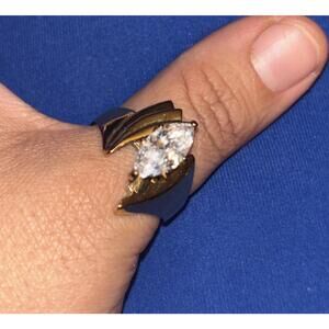 Halloween Bat Bypass Ring 14k yellow Gold Over 925 Silver 3.0 Ct Marquise Cut CZ